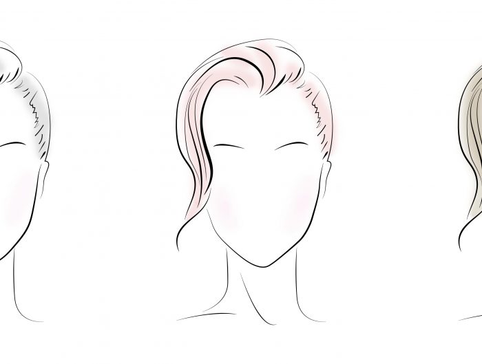 Five different woman’s face shape silhouettes.