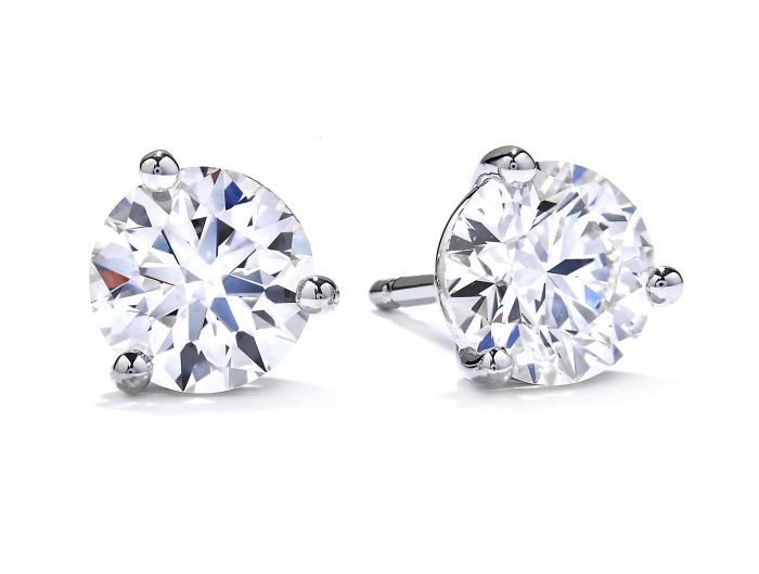 White gold diamond stud earrings.