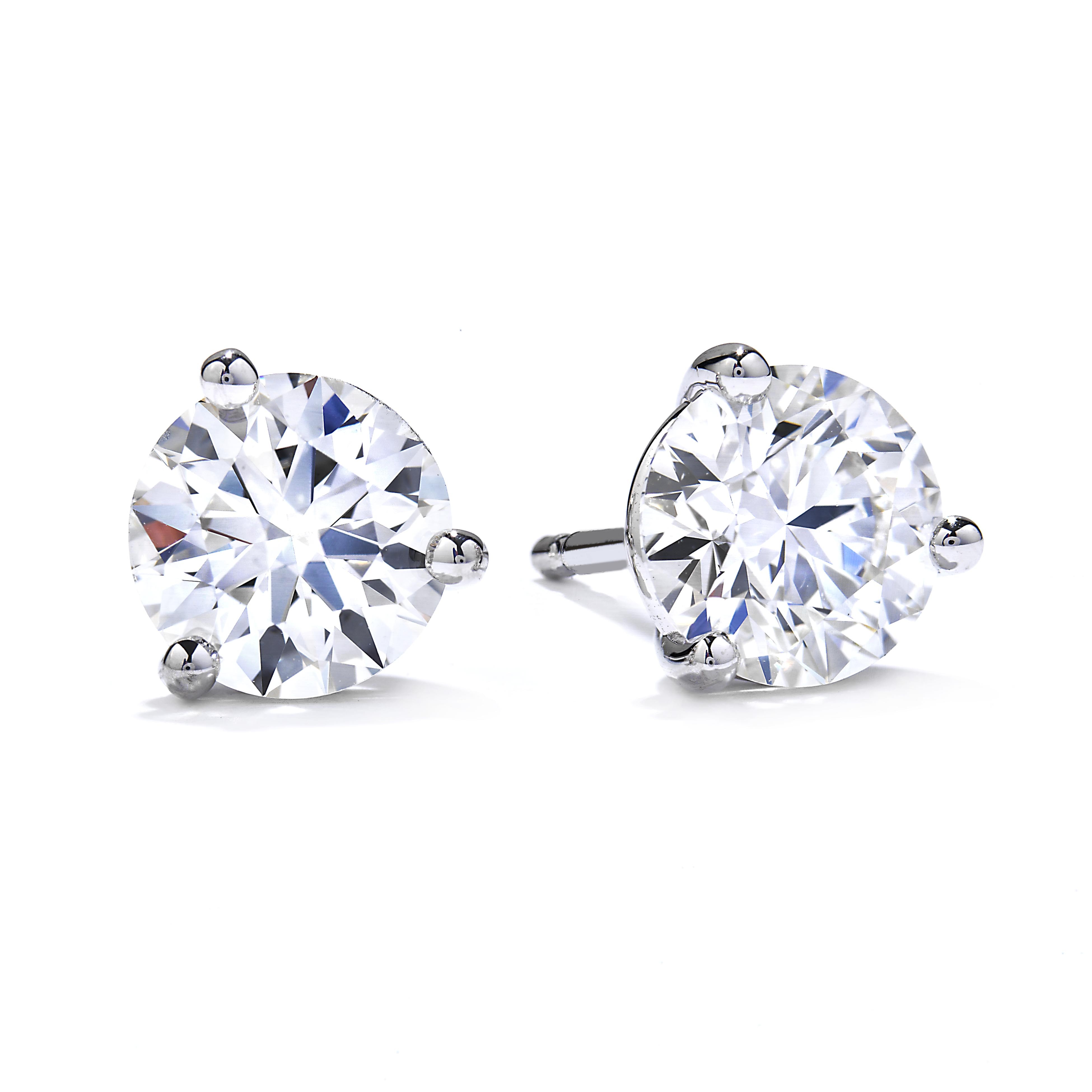 White gold diamond stud earrings.