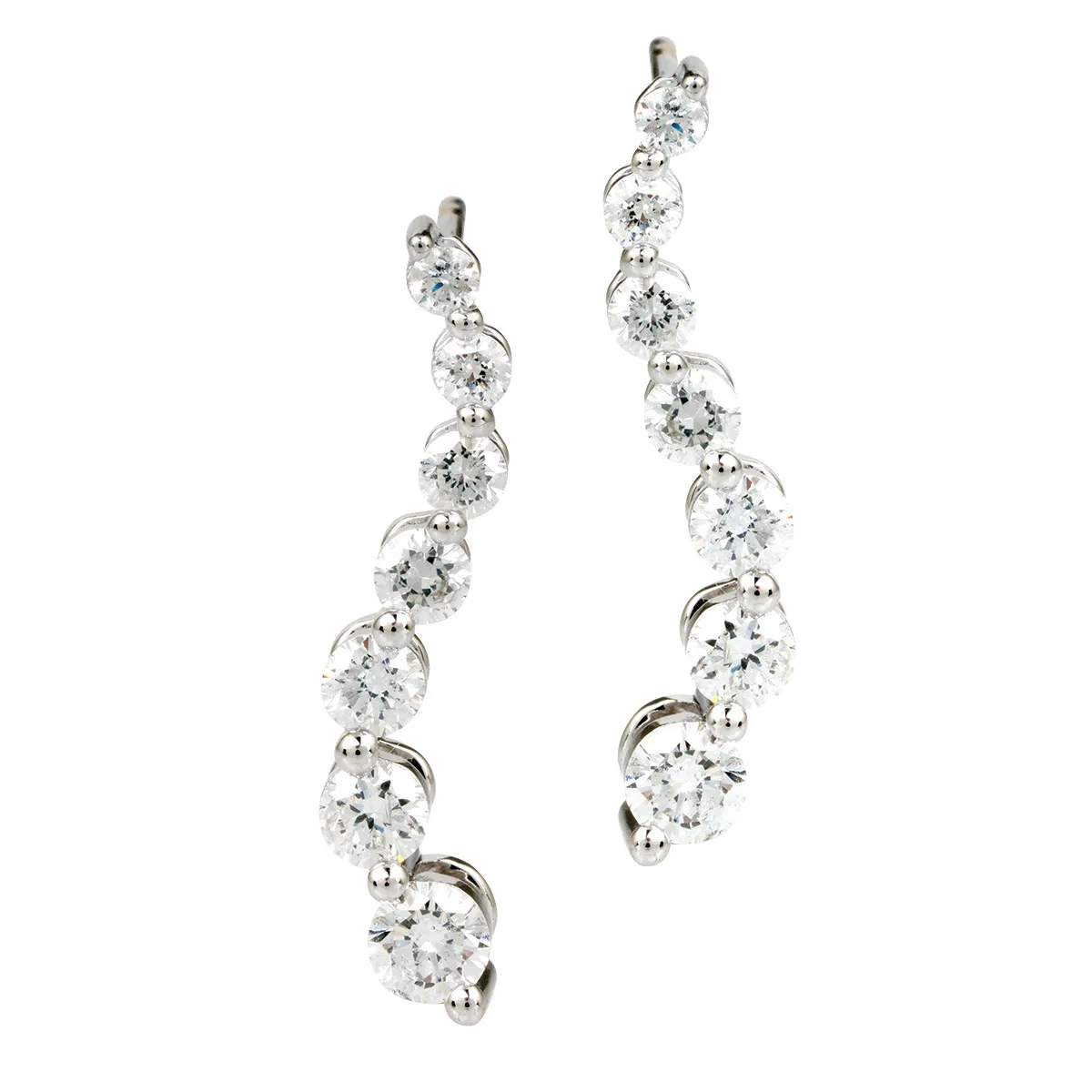 White gold diamond climber earrings.