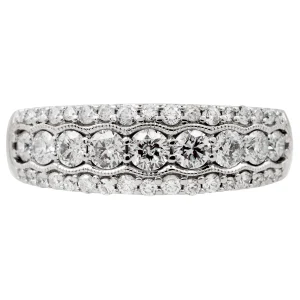 White gold anniversary band set with diamonds.