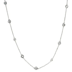 White gold lab-grown diamond station necklace.