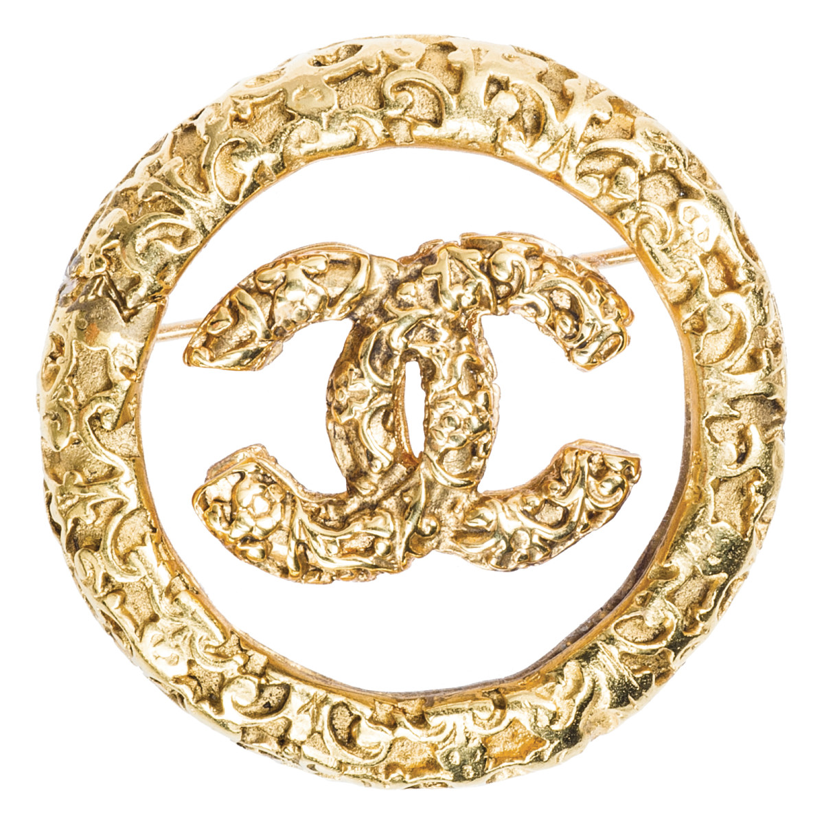 Vintage Chanel Lucite Logo Round Pin