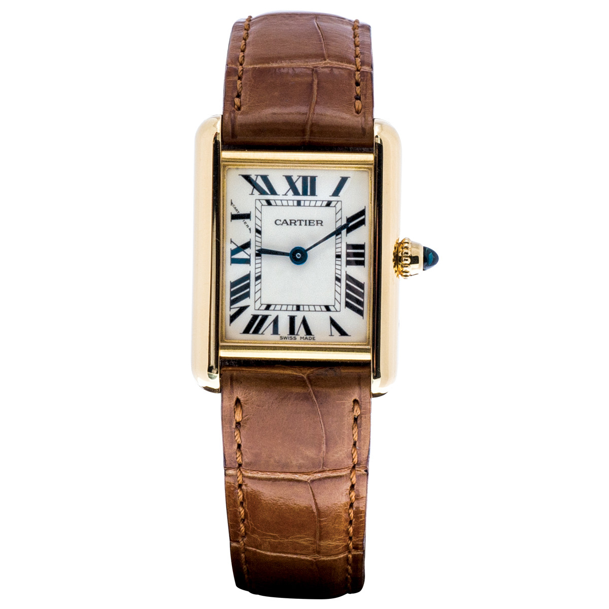 Cartier Tank Louis Women's 2442 18k Yellow Gold Mint Leather