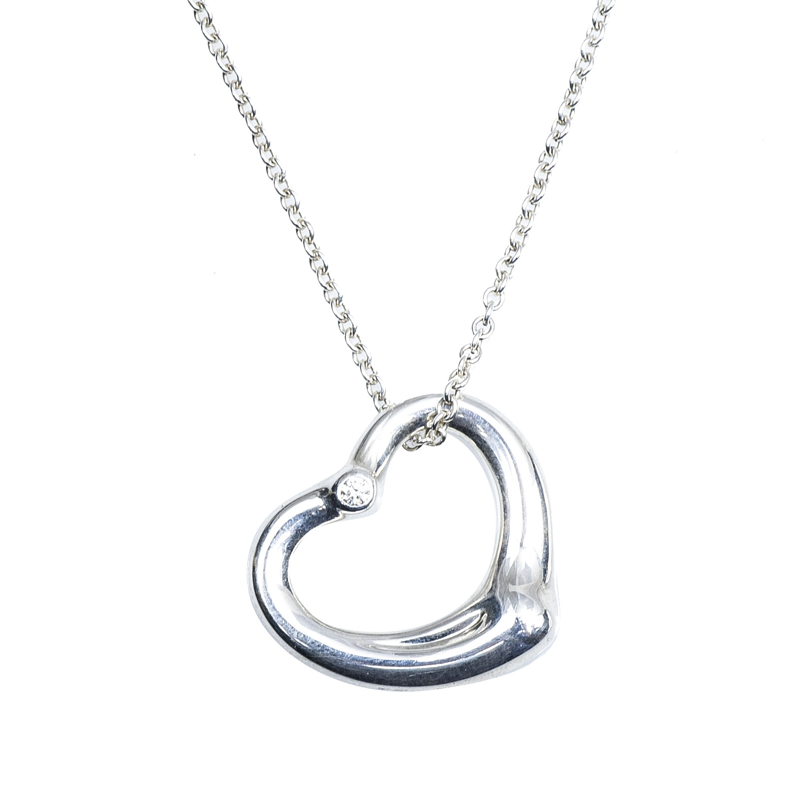 Wearing Tiffany Open Heart Necklace - For Sale on 1stDibs