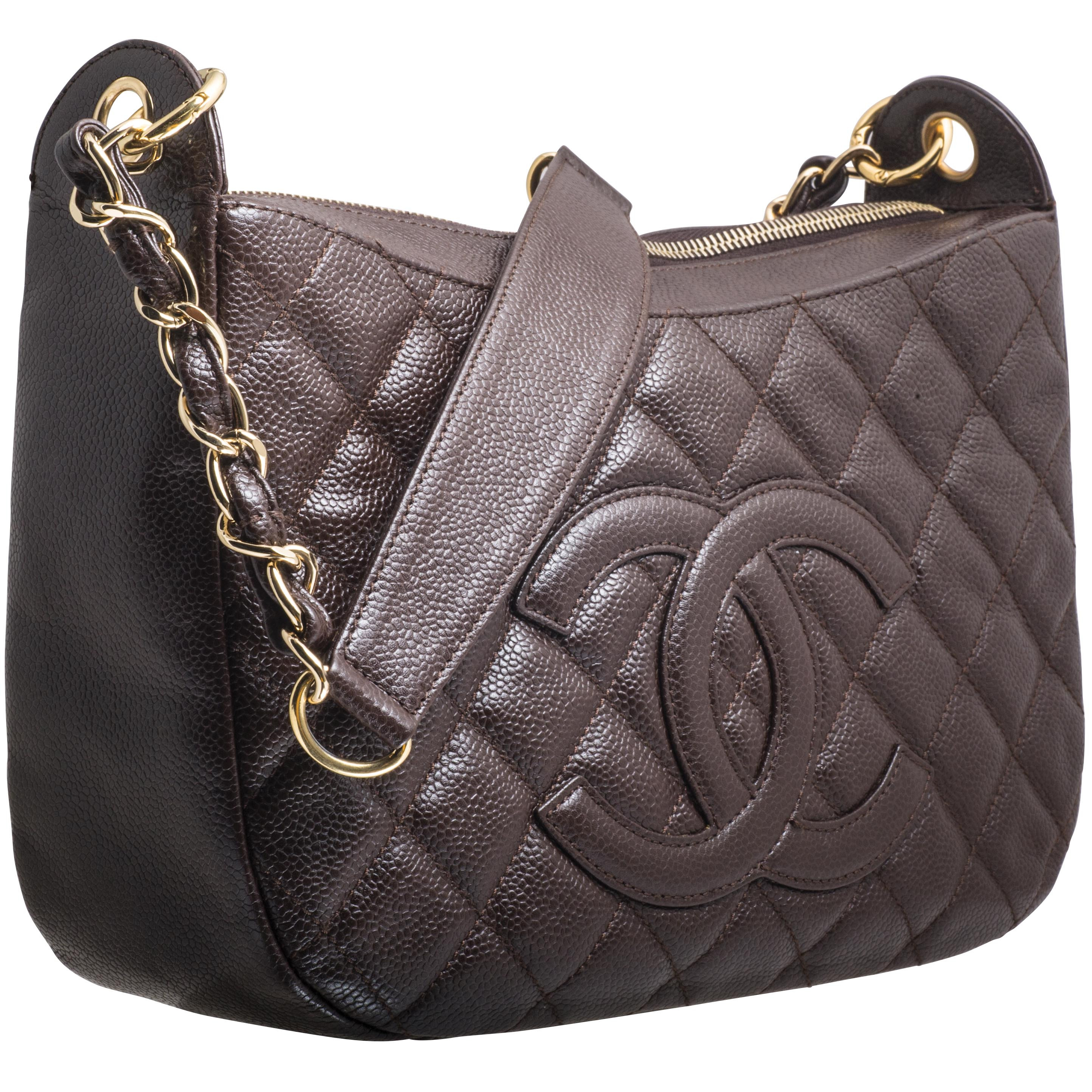 Lot - Chanel Gold Quilted Caviar Leather Adjustable Shoulder Bag, Serial  #10498785, circa 2005-2006; together with Authenticity Card, Dustbag