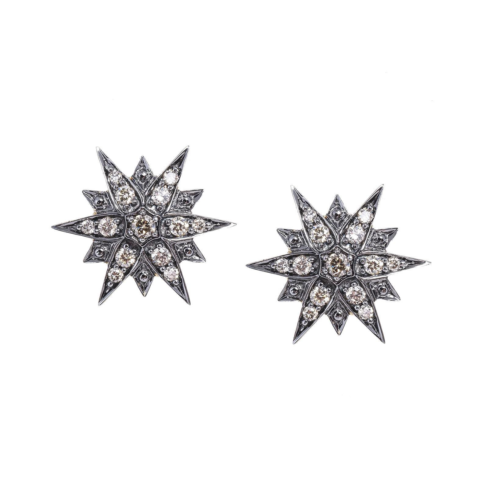 Vintage H. Stern 0.27 CTW Cognac Diamond Star Earrings