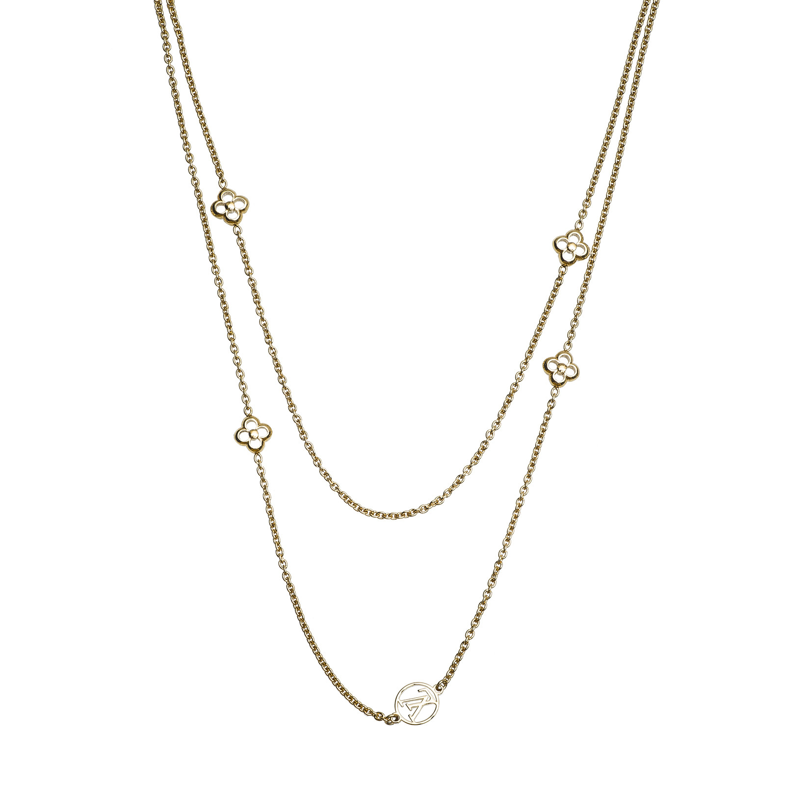 LOUIS VUITTON Flower Full Necklace Silver 333382