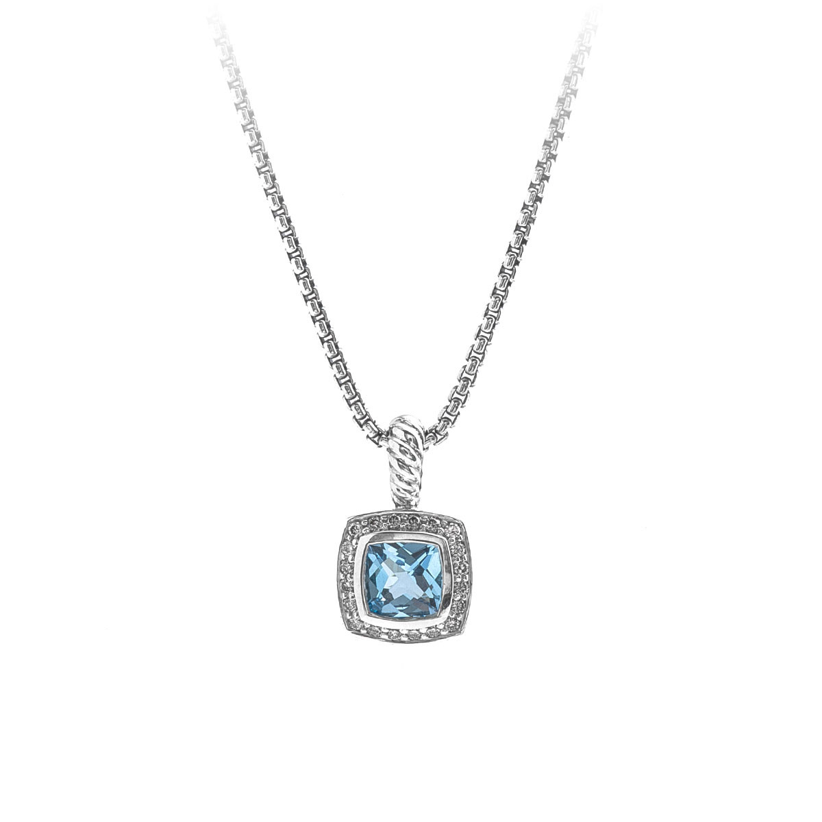 Vintage David Yurman Blue Topaz & 0.17 CTW Diamond Albion Necklace