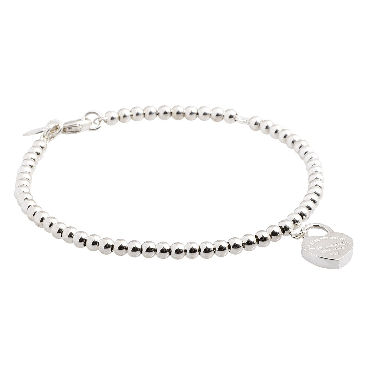 tiffany silver bead bracelet with heart