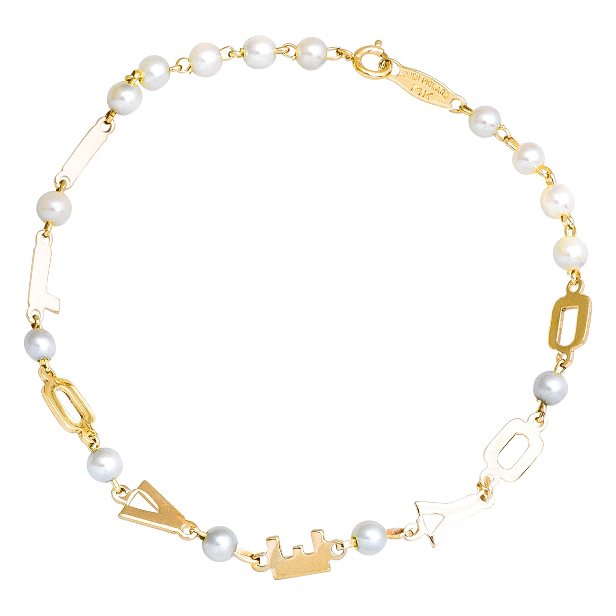 LV Pearl LV Bracelet White - Johnny and June Mercantile