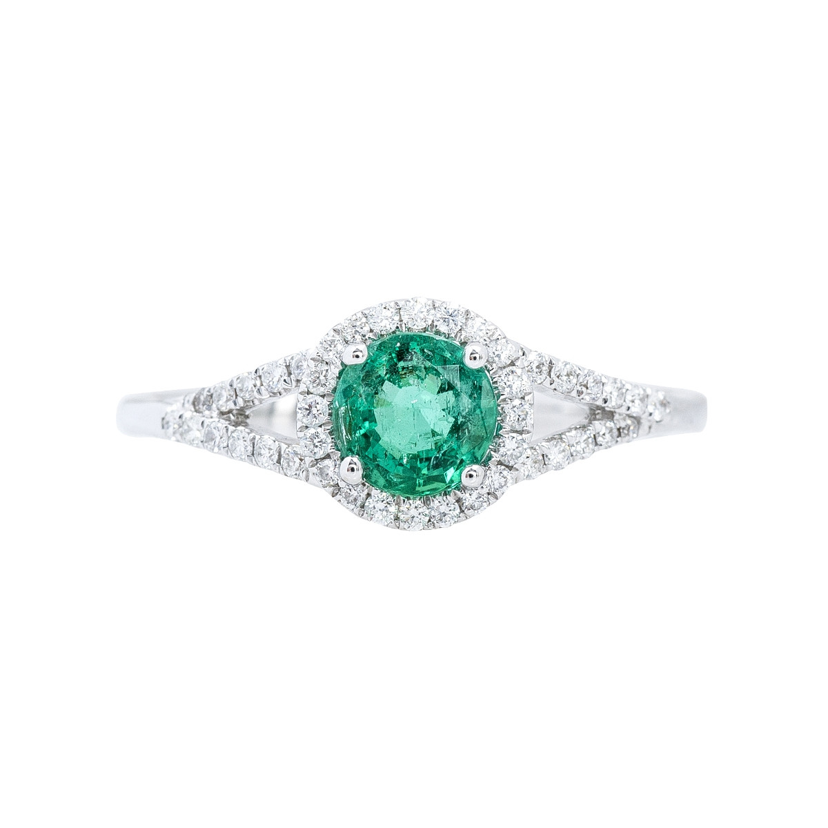 New 0.77 CTW Emerald & Diamond Halo Ring - Shop Jewelry - Shop Jewelry ...