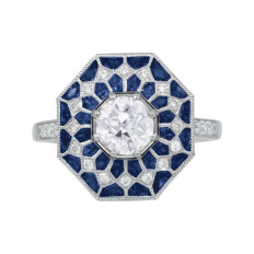 New 2.53 CTW Diamond & Sapphire Halo Engagement Ring