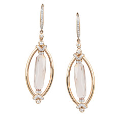 New 9.56 CTW Briolette Morganite & Diamond Earrings