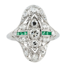 Antique 0.59 CTW Diamond & Emerald Ring