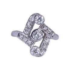 Vintage 0.86CTW Diamond Elongated Ring