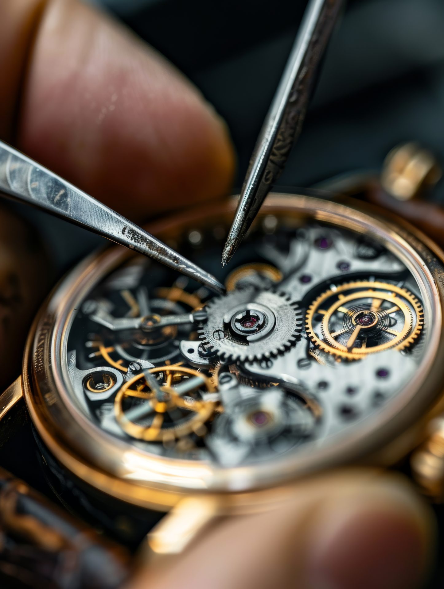 a watch maker assembling a watch movement with precision