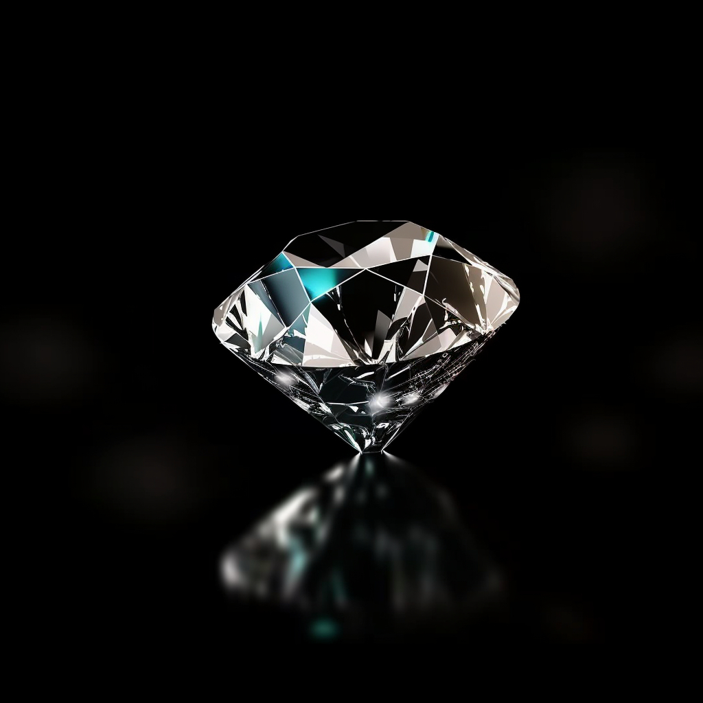 a round brilliant cut diamond on a black background