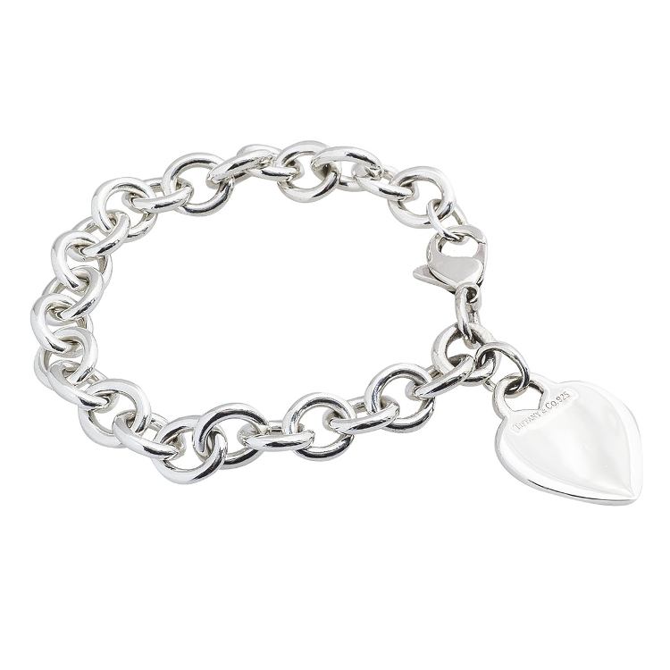 sterling silver Tiffany heart charm bracelet