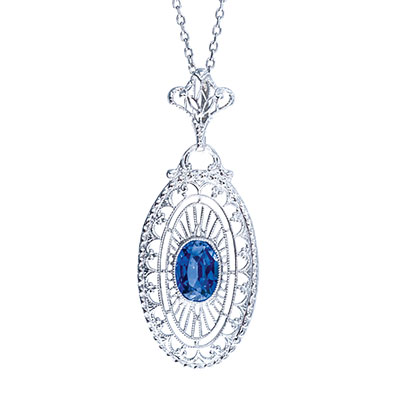 oval sapphire and diamond pendant necklace 