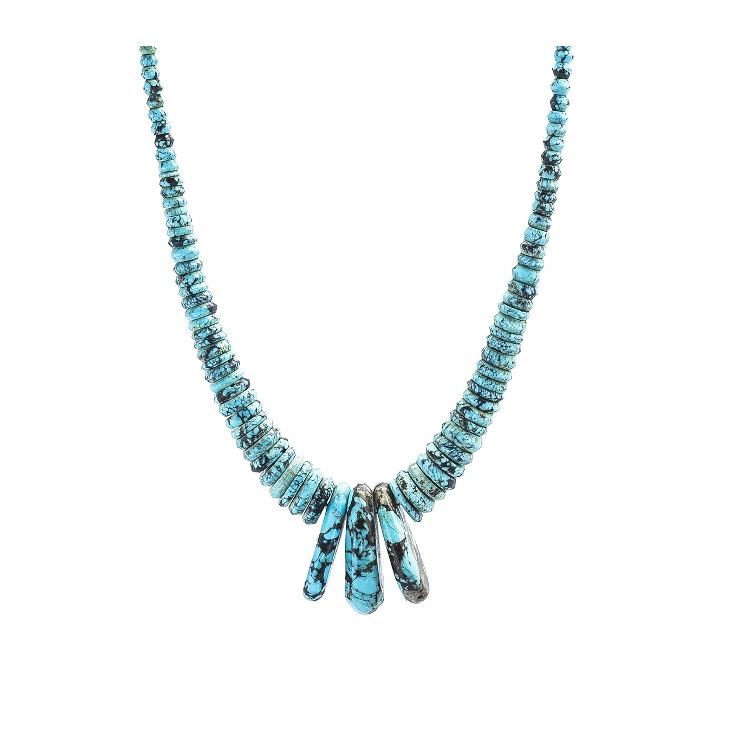 a graduated turquoise bead necklace