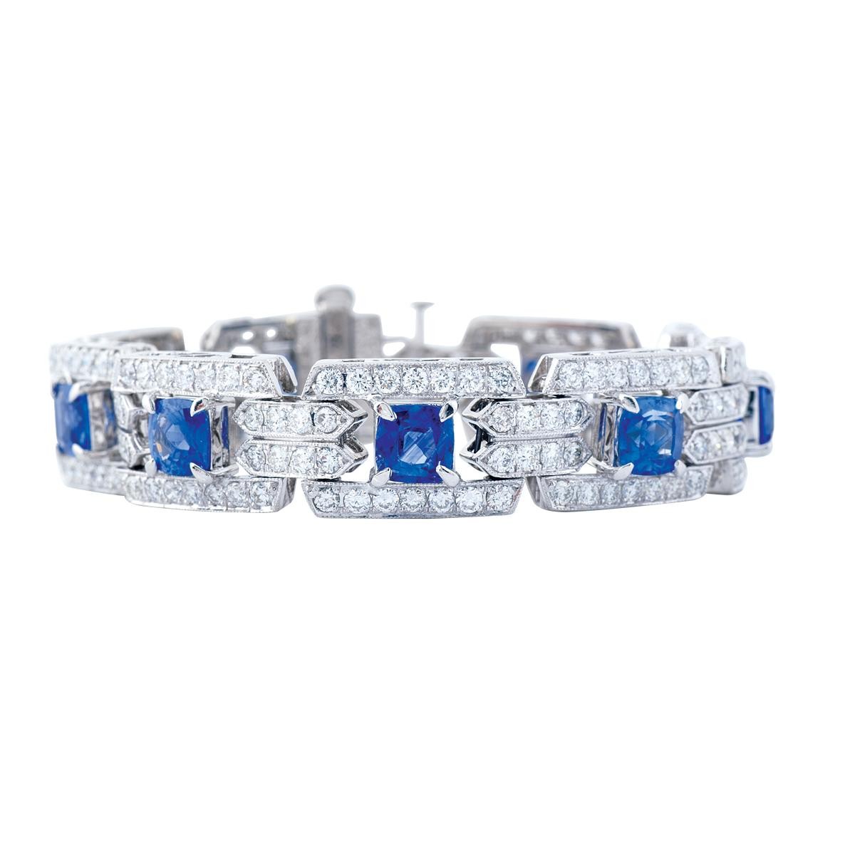 a sapphire and diamond link bracelet 