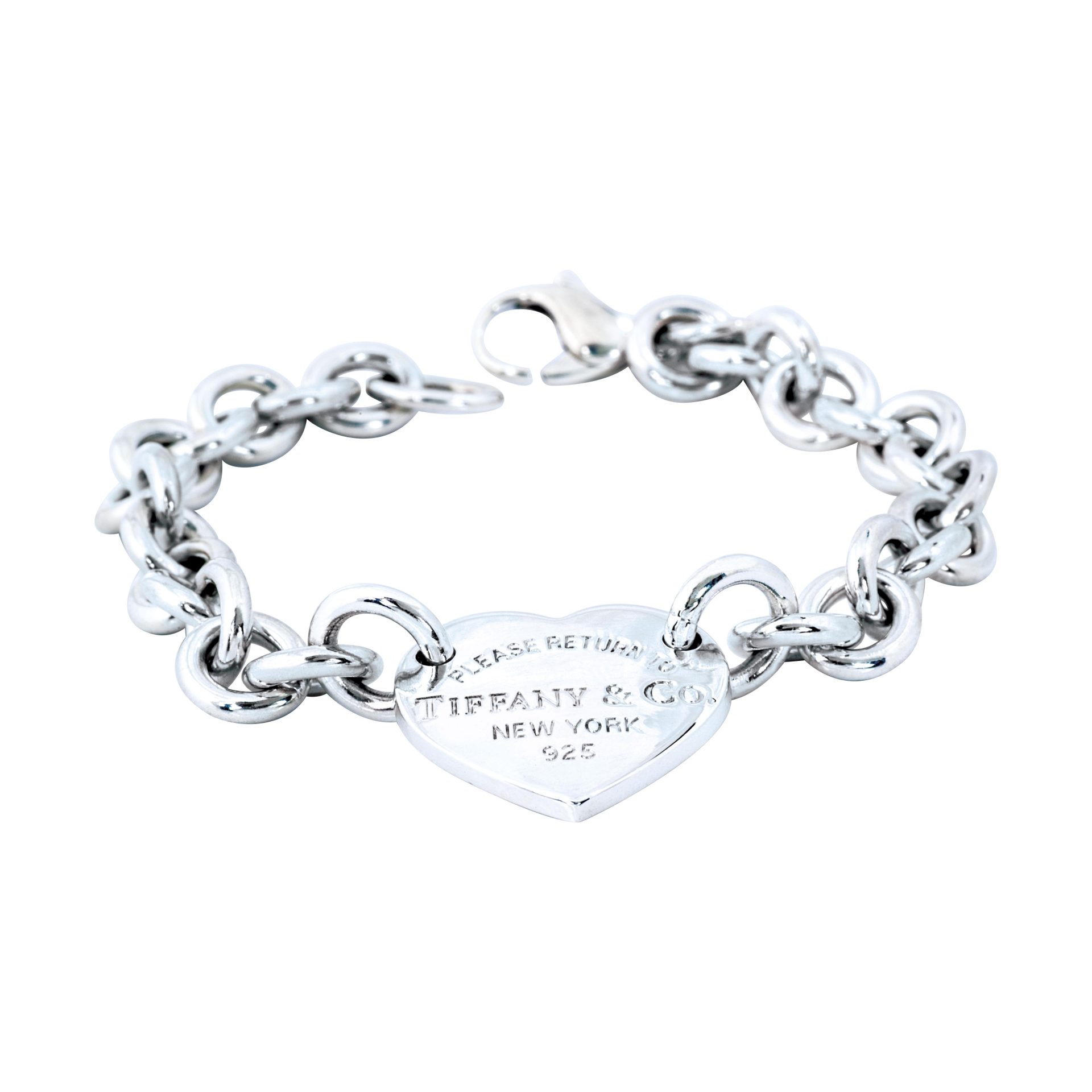 stertling silver tiffany heart link bracelet