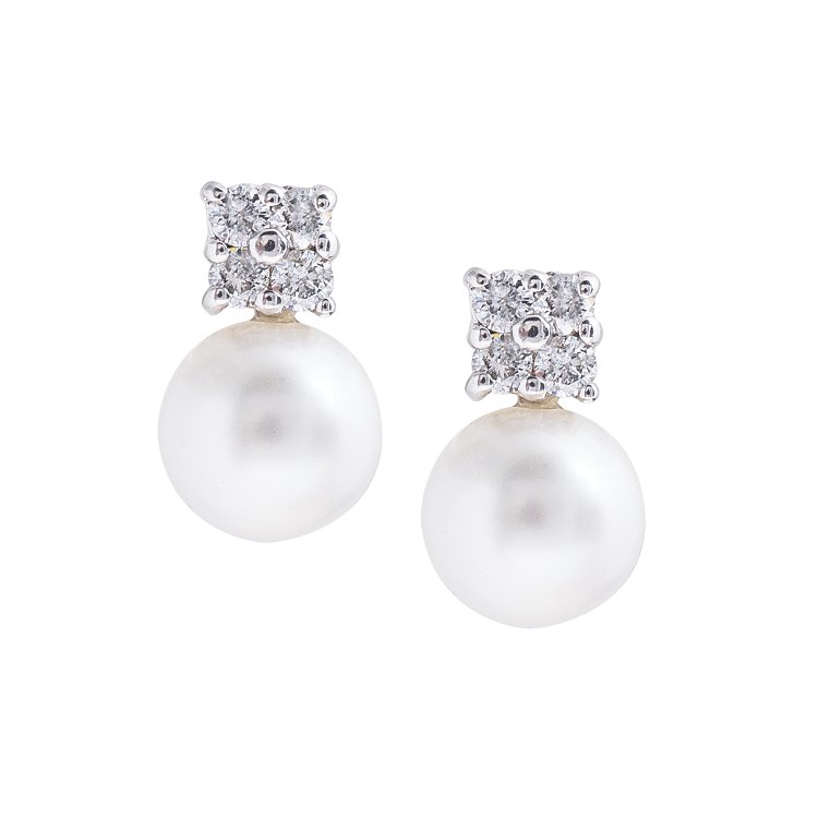 pearl and diamond drop earrings