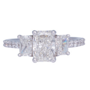 3 stone diamond engagement ring in white gold