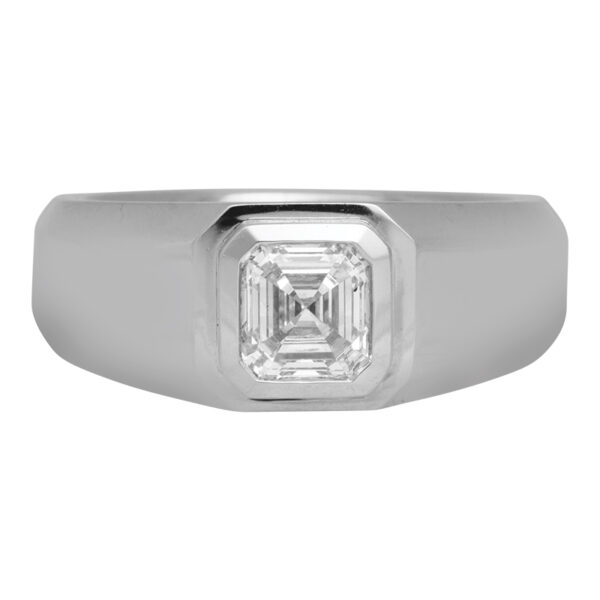 men's white gold asscher diamond ring