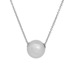 white gold white freshwater pearl necklace