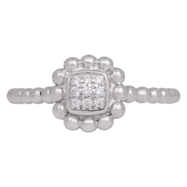 sterling silver ring with small diamond cluster