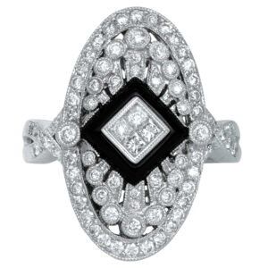 white gold oval art deco diamond ring