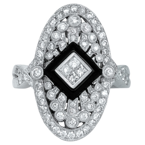 white gold oval art deco diamond ring