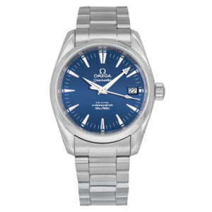 Omega stainless steel watch with blue dial