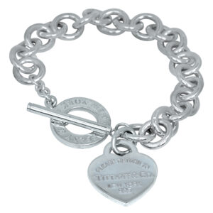 sterling silver tiffany bracelet with a heart tag