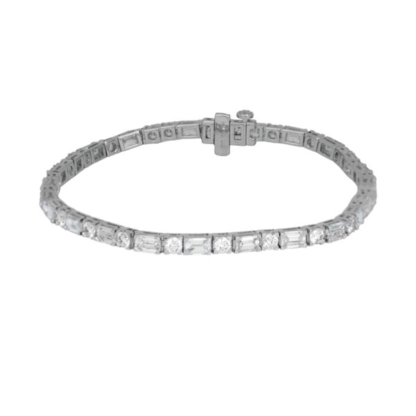 white gold diamond tennis bracelet on a white background