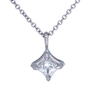 princess diamond solitaire white gold pendant