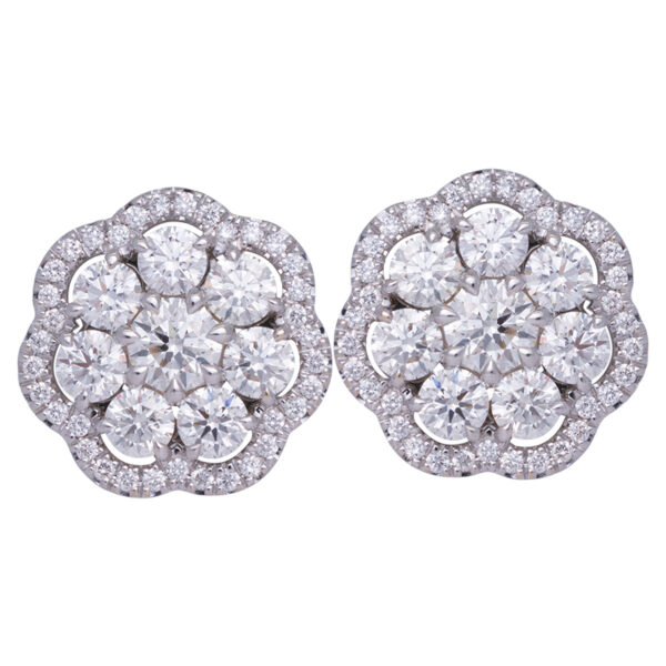 white gold diamond cluster earrings