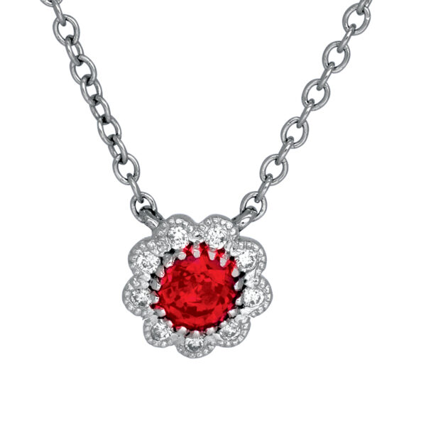 ruby and diamond flower pendant