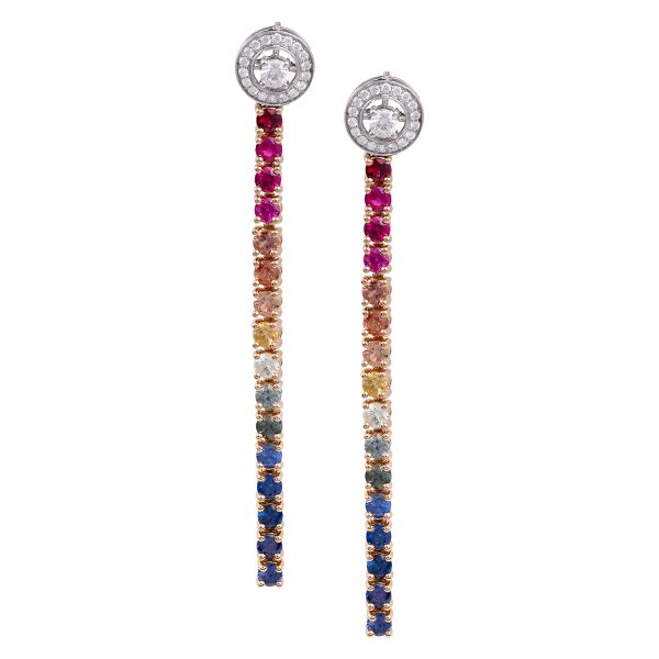 New Judy Mayfield 4.24 CTW Diamond & Rainbow Sapphire Earrings