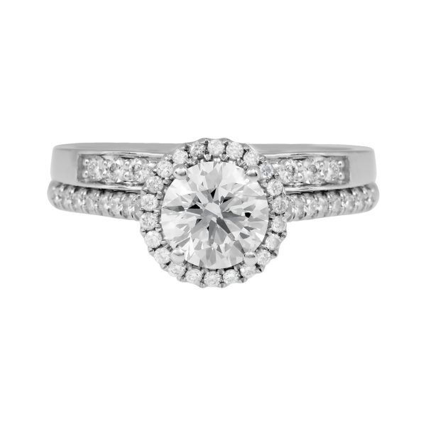 Vintage 1.94 CTW Diamond Halo Wedding Set