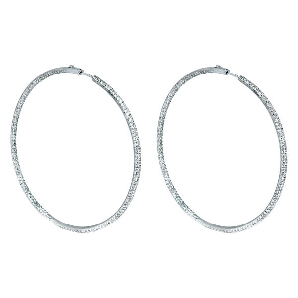 Vintage 9.50 Carats Diamonds Inside-Out Hoop Earrings