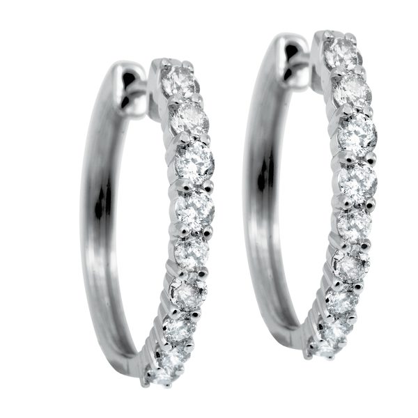 Vintage 1.80 CTW Diamond Hoop Earrings