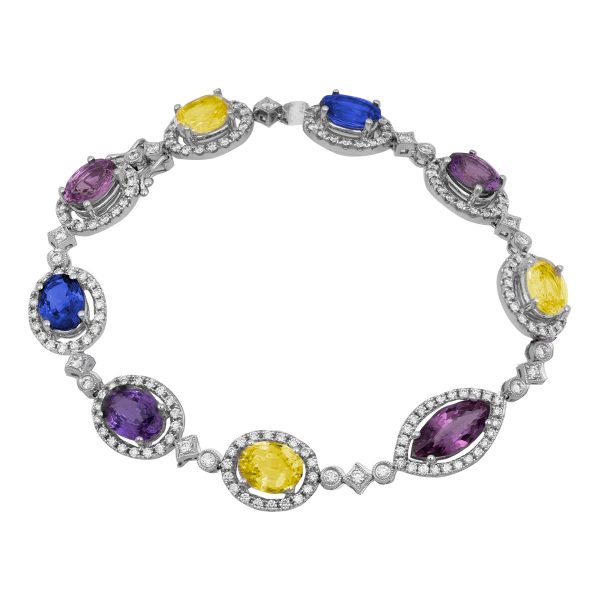 New Judy Mayfield 17.37 CTW Diamond & Sapphire Halo Bracelet