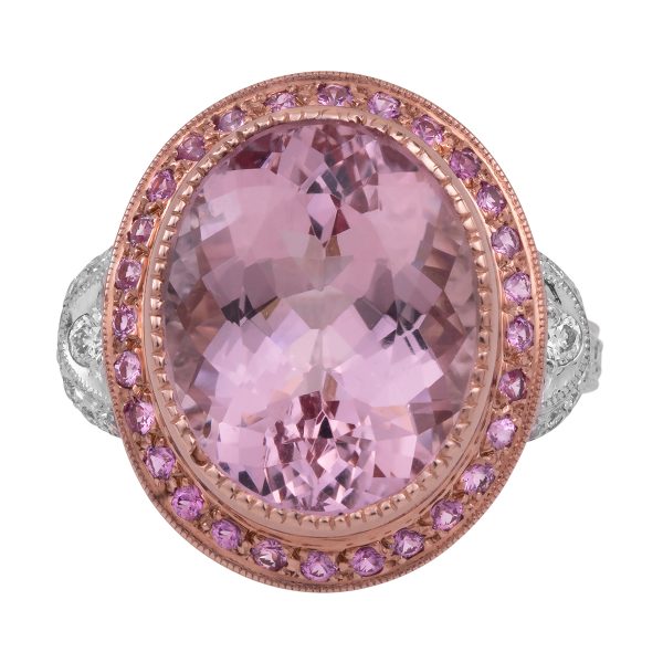 New Judy Mayfield 11.44 CTW Diamond, Pink Sapphire & Morganite Halo Ring