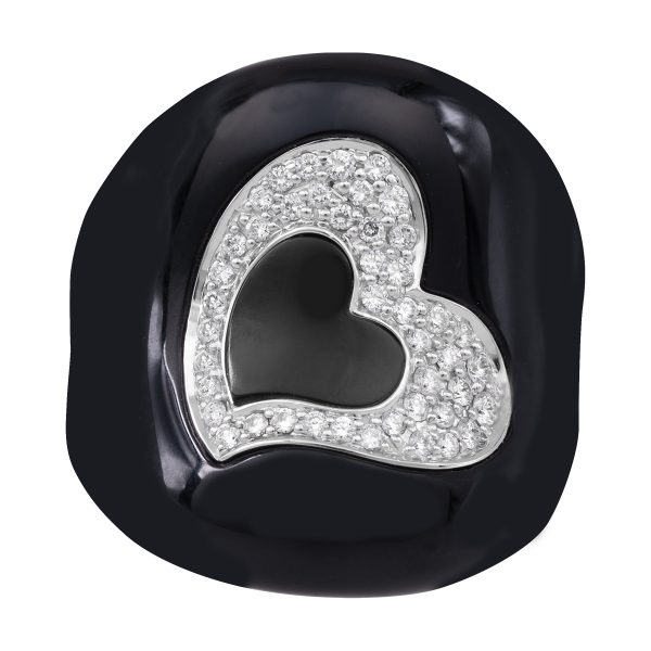 Vintage Chimento 0.50 CTW Diamond & Onyx Heart Ring