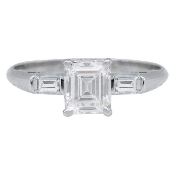 Vintage 1.15 CTW Emerald Cut Diamond 3-Stone Engagement Ring