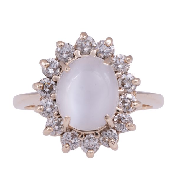 Vintage 2.85 CTW Diamond & Moonstone Halo Ring