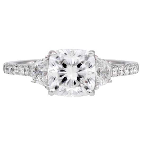 New 2.25 Carats Lab-Grown Cushion Diamond 3-Stone Engagement Ring